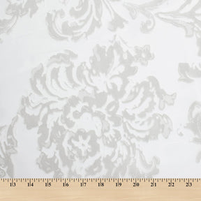 Floral Vine Extra Wide Burnout Polyester Rayon Jacquard On Organza Fabric SV581117 Grey 3