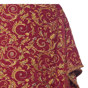 Floral Scroll Metallic Chenille Upholstery Jacquard Fabric SV581278 Burgundy / Gold 1