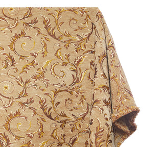 Floral Scroll Metallic Chenille Upholstery Jacquard Fabric SV581280 Tan / Gold 1