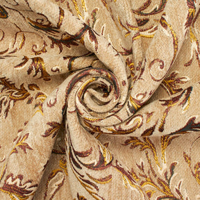 Floral Scroll Metallic Chenille Upholstery Jacquard Fabric SV581280 Tan / Gold 2