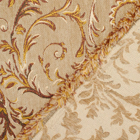Floral Scroll Metallic Chenille Upholstery Jacquard Fabric SV581280 Tan / Gold 3