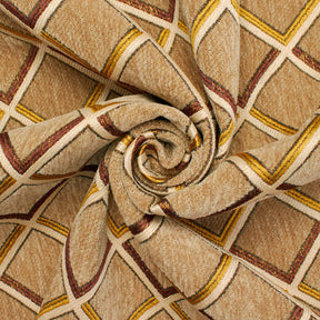 Geometric Grid Metallic Chenille Upholstery Jacquard Fabric SV581283 Tan Gold A2