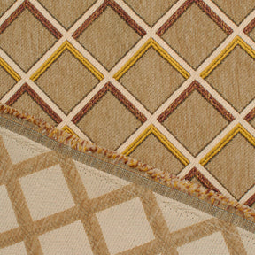 Geometric Grid Metallic Chenille Upholstery Jacquard Fabric SV581283 Tan Gold A5