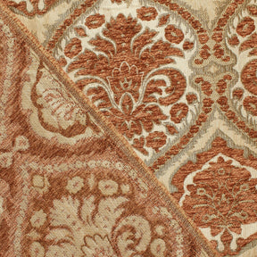 Baroque Floral Two Tone Polyester Chenille Damask Jacquard Fabric SV581284 Beige / Rust 3