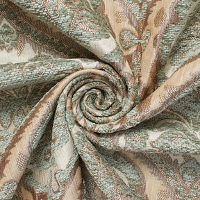 Baroque Floral Two Tone Polyester Chenille Damask Jacquard Fabric SV581287 Beige / Sage 2