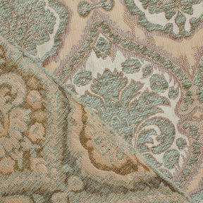 Baroque Floral Two Tone Polyester Chenille Damask Jacquard Fabric SV581287 Beige / Sage 3