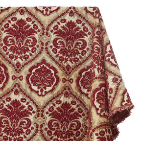 Baroque Floral Two Tone Polyester Chenille Damask Jacquard Fabric SV581288 Beige / Burgundy 1