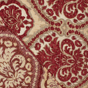 Baroque Floral Two Tone Polyester Chenille Damask Jacquard Fabric SV581288 Beige / Burgundy 3