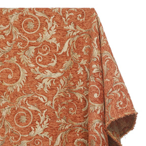 Floral Scroll Polyester Chenille Jacquard Fabric SV581290 Beige / Rust 1