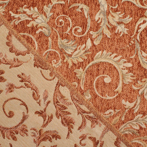 Floral Scroll Polyester Chenille Jacquard Fabric SV581290 Beige / Rust 3