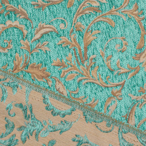 Floral Scroll Polyester Chenille Jacquard Fabric SV581291 Beige / Turquoise 3