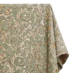 Floral Scroll Polyester Chenille Jacquard Fabric SV581293 Beige / Sage 1