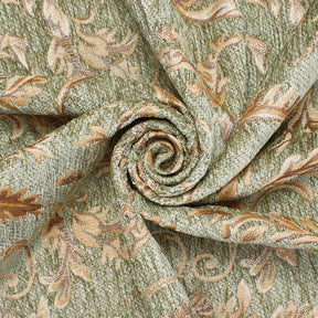 Floral Scroll Polyester Chenille Jacquard Fabric SV581293 Beige / Sage 2