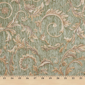 Floral Scroll Polyester Chenille Jacquard Fabric SV581293 Beige / Sage 4