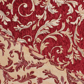 Floral Scroll Polyester Chenille Jacquard Fabric SV581294 Beige / Burgundy 3