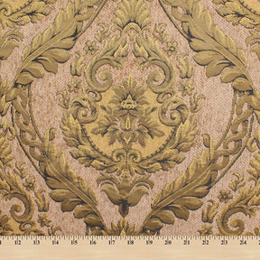Floral Bloom Two Tone Polyester Rayon Chenille Damask Jacquard Fabric SV581295 Gold 4