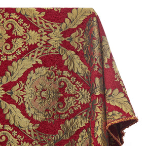 Floral Bloom Two Tone Polyester Rayon Chenille Damask Jacquard Fabric SV581297 Burgundy 1