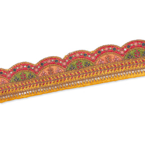 2 25 Inch Multicolor Metallic Leaf Sequin Corded Woven Embroidered Trim SV581348 Yellow A2