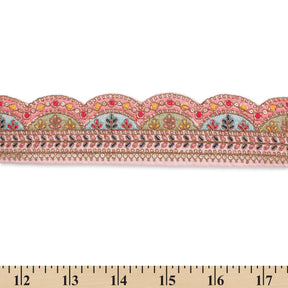 2 25 Inch Multicolor Metallic Leaf Sequin Corded Woven Embroidered Trim SV581349 Pink A9