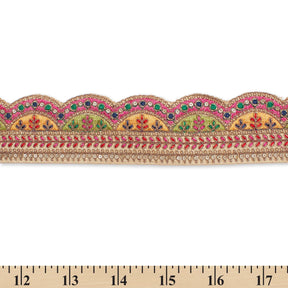 2 25 Inch Multicolor Metallic Leaf Sequin Corded Woven Embroidered Trim SV581350 Nude A9