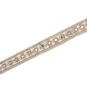 1 Inch Floral Mirror Rhinestone Corded Mesh Trim SV581358 Gold A2