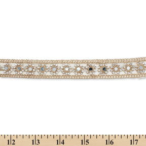 1 Inch Floral Mirror Rhinestone Corded Mesh Trim SV581358 Gold A9