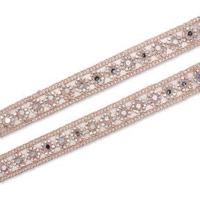 1 Inch Floral Mirror Rhinestone Corded Mesh Trim SV581359 Champagne A1