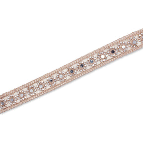 1 Inch Floral Mirror Rhinestone Corded Mesh Trim SV581359 Champagne A2