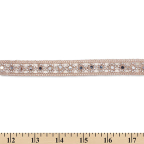 1 Inch Floral Mirror Rhinestone Corded Mesh Trim SV581359 Champagne A9
