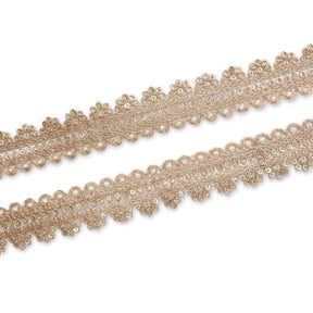 1 Inch Floral Striped Corded Sequin Mesh Trim SV581360 Antique Gold A1