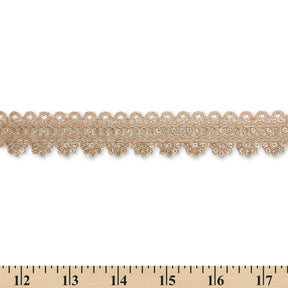 1 Inch Floral Striped Corded Sequin Mesh Trim SV581360 Antique Gold A9