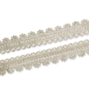 1 Inch Floral Striped Corded Sequin Mesh Trim SV581361 Off White A1
