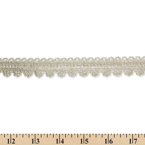 1 Inch Floral Striped Corded Sequin Mesh Trim SV581361 Off White A9