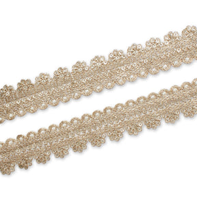 1 Inch Floral Striped Corded Sequin Mesh Trim SV581362 Antique Champagne A1