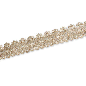 1 Inch Floral Striped Corded Sequin Mesh Trim SV581362 Antique Champagne A2