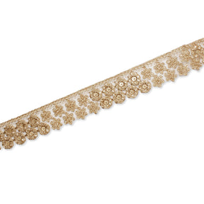 1 25 Inch Floral Corded Sequin Woven Mesh Trim SV581363 Champagne A2