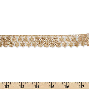1 25 Inch Floral Corded Sequin Woven Mesh Trim SV581363 Champagne A9