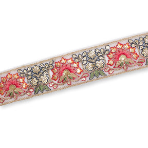 1 75 Inch Floral Bloom Sequin Metallic Corded Embroidery Net Mesh Trim SV581371 White A2