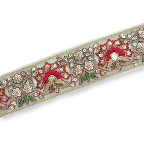 1 75 Inch Floral Bloom Sequin Metallic Corded Embroidery Net Mesh Trim SV581372 Sage A2