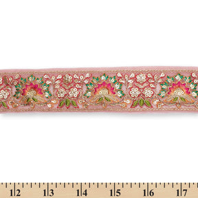 1 75 Inch Floral Bloom Sequin Metallic Corded Embroidery Net Mesh Trim SV581373 Mauve A9