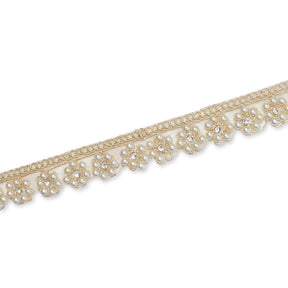 7 8 Inch Floral Beaded Rhinestone Corded Mesh Trim SV581386 Gold A2