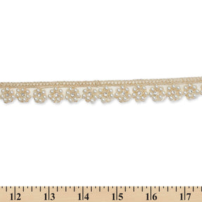 7 8 Inch Floral Beaded Rhinestone Corded Mesh Trim SV581386 Gold A9