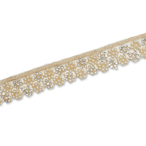 1 25 Inch Floral Beaded Rhinestone Corded Mesh Trim SV581388 Gold A2