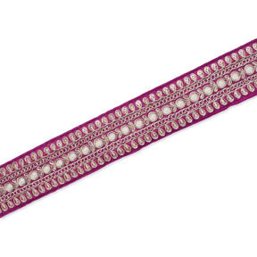 1 5 Inch Floral Petal Corded Two Tone Woven Trim SV581392 Magenta A2