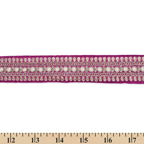 1 5 Inch Floral Petal Corded Two Tone Woven Trim SV581392 Magenta A9