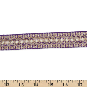 1 5 Inch Floral Petal Corded Two Tone Woven Trim SV581393 Purple A9