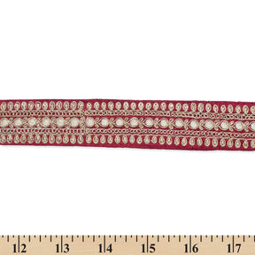 1 5 Inch Floral Petal Corded Two Tone Woven Trim SV581395 Maroon A9