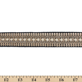1 5 Inch Floral Petal Corded Two Tone Woven Trim SV581397 Black A9