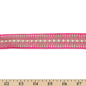 1 5 Inch Floral Petal Corded Two Tone Woven Trim SV581398 Fuchsia A9