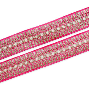 1 5 Inch Floral Petal Corded Two Tone Woven Trim SV581399 American Beauty A1